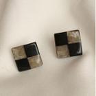 Resin Check Square Earring As Shown In Figure - One Size