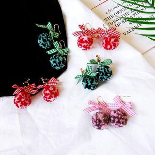 Bow Pom Pom Drop Earring