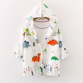 Hood Printed Windbreaker White - One Size