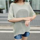 Dolman-sleeve Two-tone T-shirt