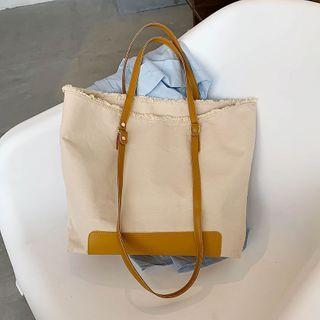 Fray Hem Canvas Tote Bag