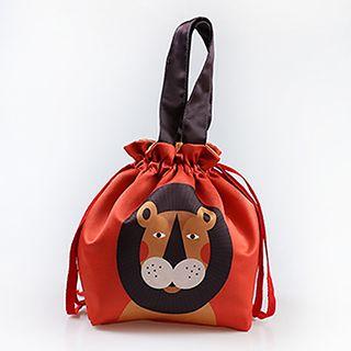 Lion Print Drawstring Lunch Bag As Shown In Figure - One Size