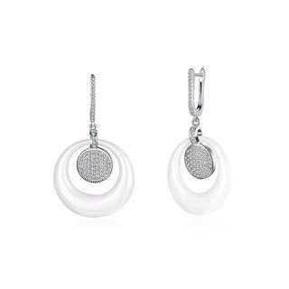 925 Sterling Silver Elegant Round Earrings With Austrian Element Crystal Silver - One Size