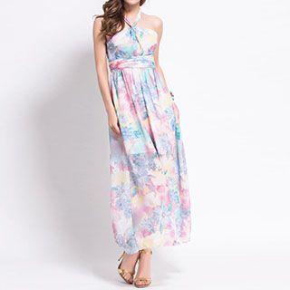 Floral Print Halter Maxi Dress