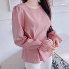 Square-neck Tie-waist Peplum Blouse