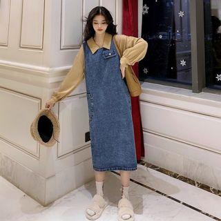Sleeveless Denim Dress Denim Blue - One Size