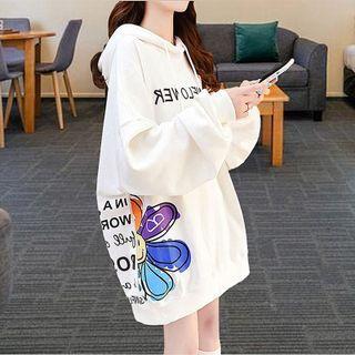 Long-sleeve Flower Print Hoodie