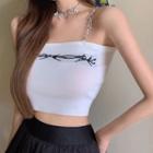 Chain Strap Lettering Knit Camisole Top
