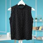 Dotted Sleeveless Blouse Black - One Size