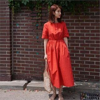 Band-wait A-line Long Dress