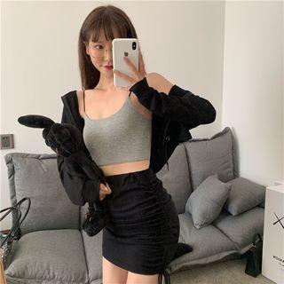Camisole Top / Pencil Skirt / Hooded Zip Jacket
