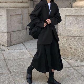 Single-breasted Oversized Blazer / Midi A-line Skirt