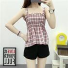 Plaid Frilled Strap Top