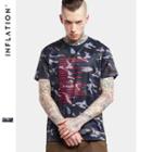 Lettering Camouflage Short-sleeve T-shirt