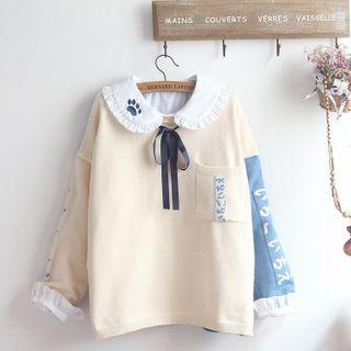 Color Panel Sweater / Long-sleeve Shirt /set