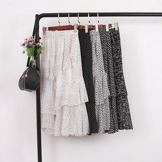 Printed Midi Layered Skirt