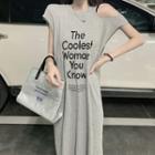Lettering Cut Out Midi T-shirt Dress