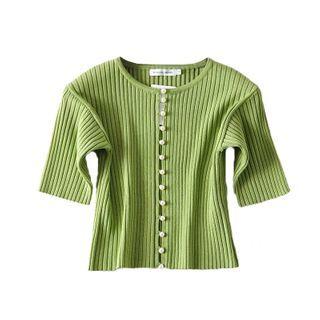Plain Short-sleeve Cropped Knit Cardigan