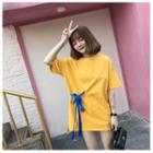 Print Short-sleeve Tie-waist T-shirt