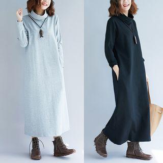 Mock Turtleneck Midi Pullover Dress