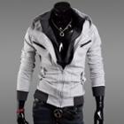 Hooded Contrast-trim Zip Jacket