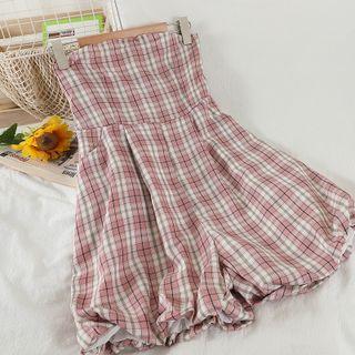 Strapless Plaid Romper
