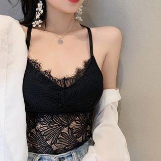 Halter-neck Padded Lace Top