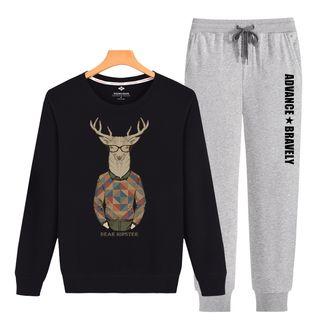 Set: Printed Pullover + Drawstring Sweatpants