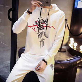 Set: Drawstring Printed Top + Sweatpants