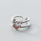 S925 Sterling Silver Heart Open Ring S925 Sliver - Ring - Adjustable