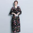 Floral Elbow-sleeve Maxi Dress