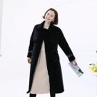 Double-breasted Faux-fur Coat With Belt Black - One Size