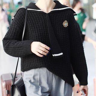 Sailor Collar Sweater / Straight-fit Pants