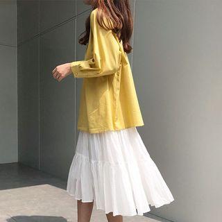 Crew-neck Blouse / Midi A-line Skirt