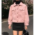 Button Jacket / Turtleneck Sleeveless Mini Sheath Dress