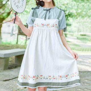 Floral Embroidery Jumper Dress
