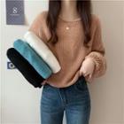 Plain Oversized Long-sleeve Knit Top