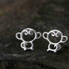 Monkey Sterling Silver Earring 1 Pair - Silver - One Size