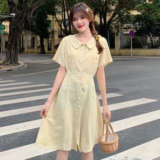 Single-breasted Tie-back Chiffon Dress