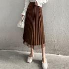 High-waist Reversible Pleated Midi Skirt