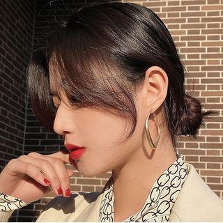 Alloy Hoop Earring 1 Pair - Silver Stud - Gold - One Size