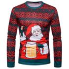 Long-sleeve Santa Claus Print T-shirt