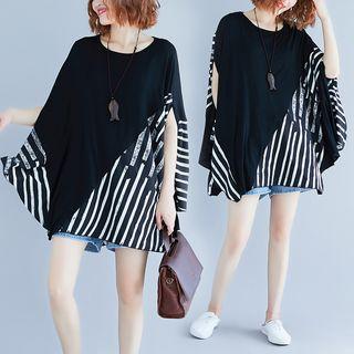 Short-sleeve Striped T-shirt Black - One Size