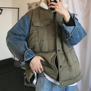 Couple-matching Mock Two-piece Denim Jacket