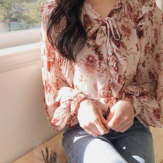 Floral Print Ruffled Blouse Floral - Pink - One Size