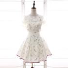 Ruffle Trim Printed A-line Dress