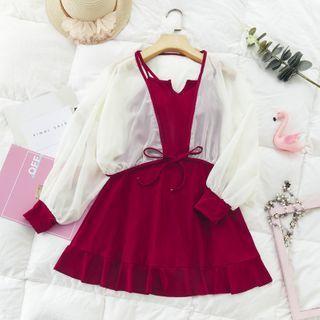 Set: Spaghetti Strap Swim Dress + Cover-up