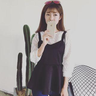 Set: 3/4 Sleeve Lace Top + Peplum Tank Top