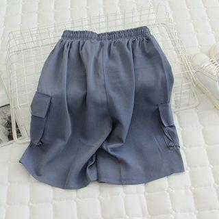 Band-waist Flap-pocket Wide-leg Shorts