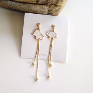 Non-matching Rhinestone Alloy Elephant Fringed Earring